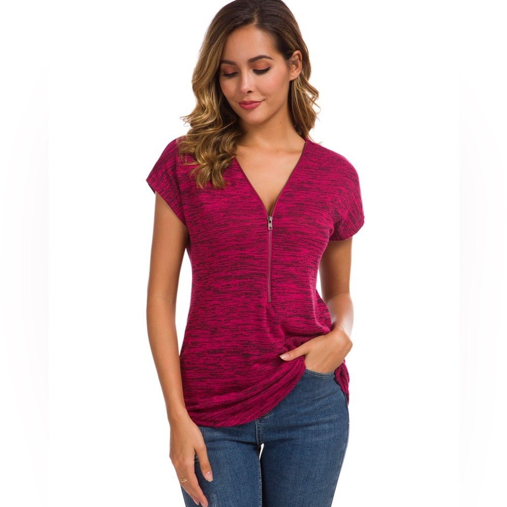 Chic Magenta Zipper Top